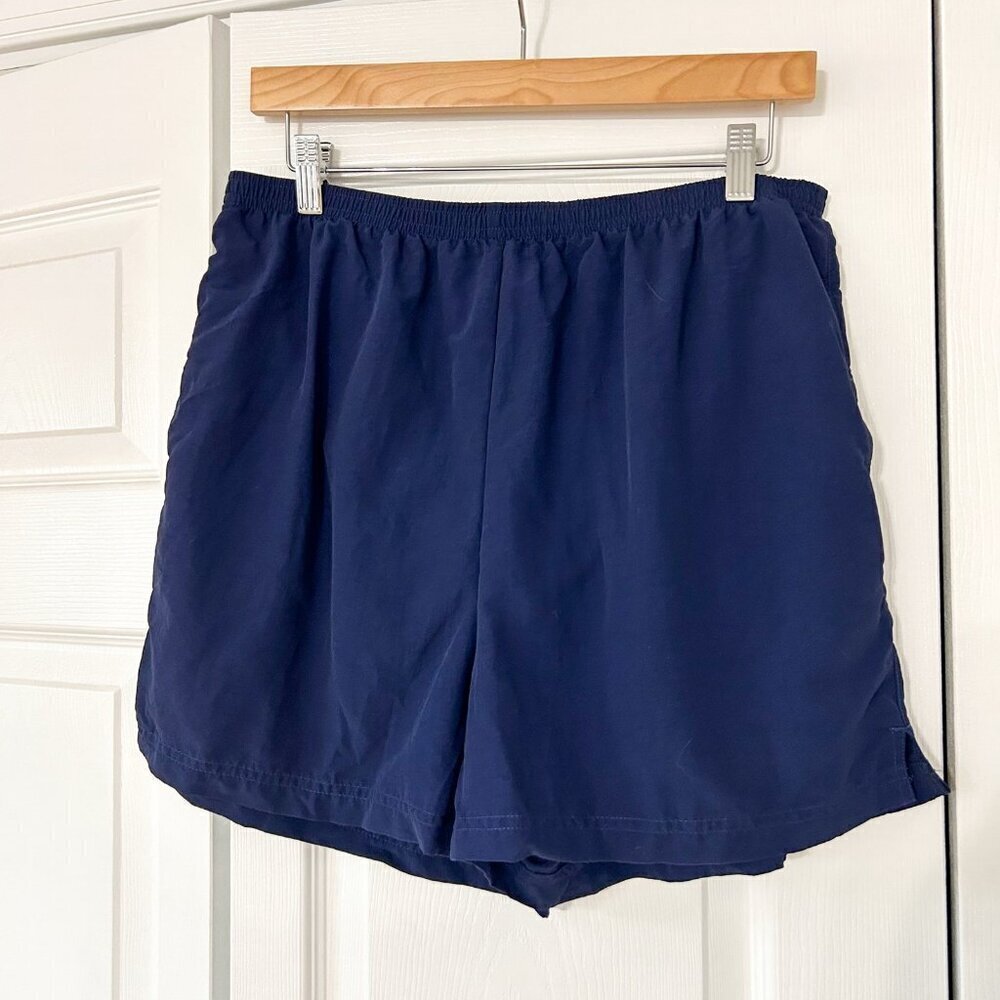 L.L.Bean Navy Blue Supplex Nylon Swim Trunks Mesh Lined Men’s Medium EUC